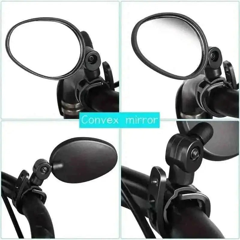 Bicycle handlebar mirror pair with oval frames and pivot mounts