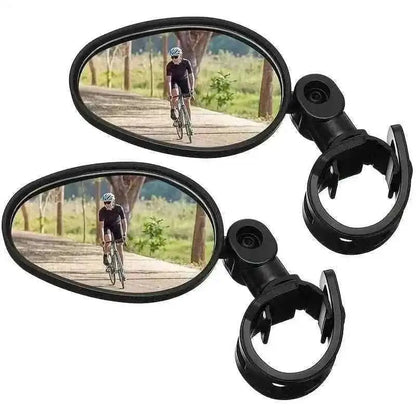 Bicycle mirror set, two oval black mirrors with adjustable handlebar clamps