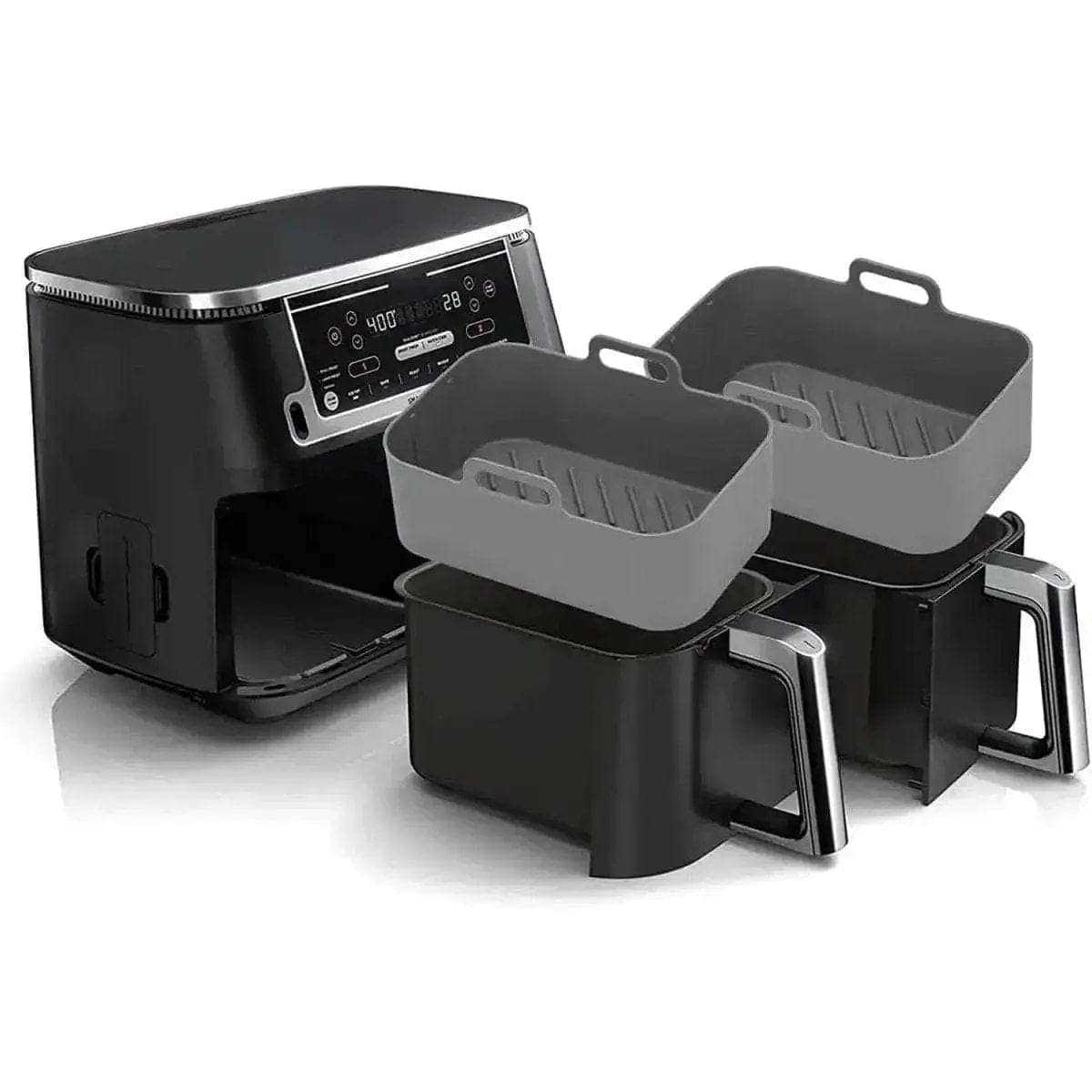 2-Piece: Air Fryer Silicone Pot DailySale Red Blue Black Red-Blue-Black-Gray-