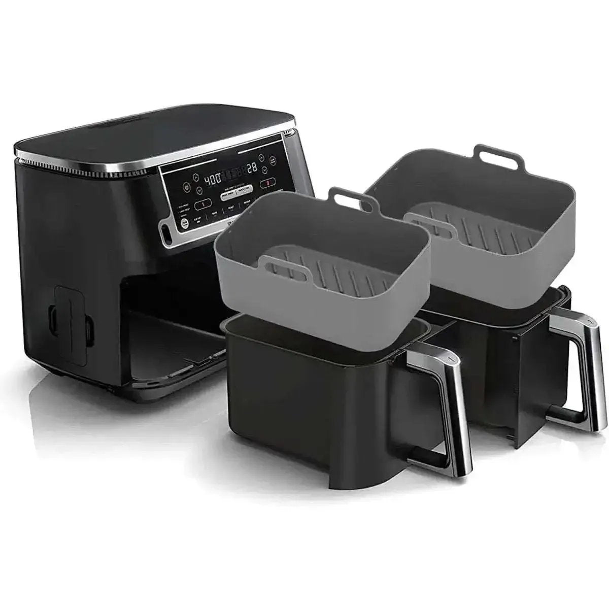 2-Piece: Air Fryer Silicone Pot DailySale Red Blue Black Red-Blue-Black-Gray-