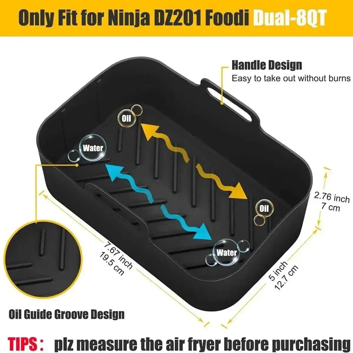 2-Piece: Air Fryer Silicone Pot DailySale Red Blue Black Red-Blue-Black-Gray-