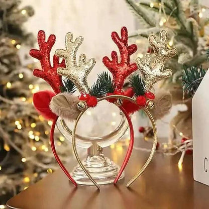 2-Piece Christmas Deer Antlers Headband Set for festive celebrations