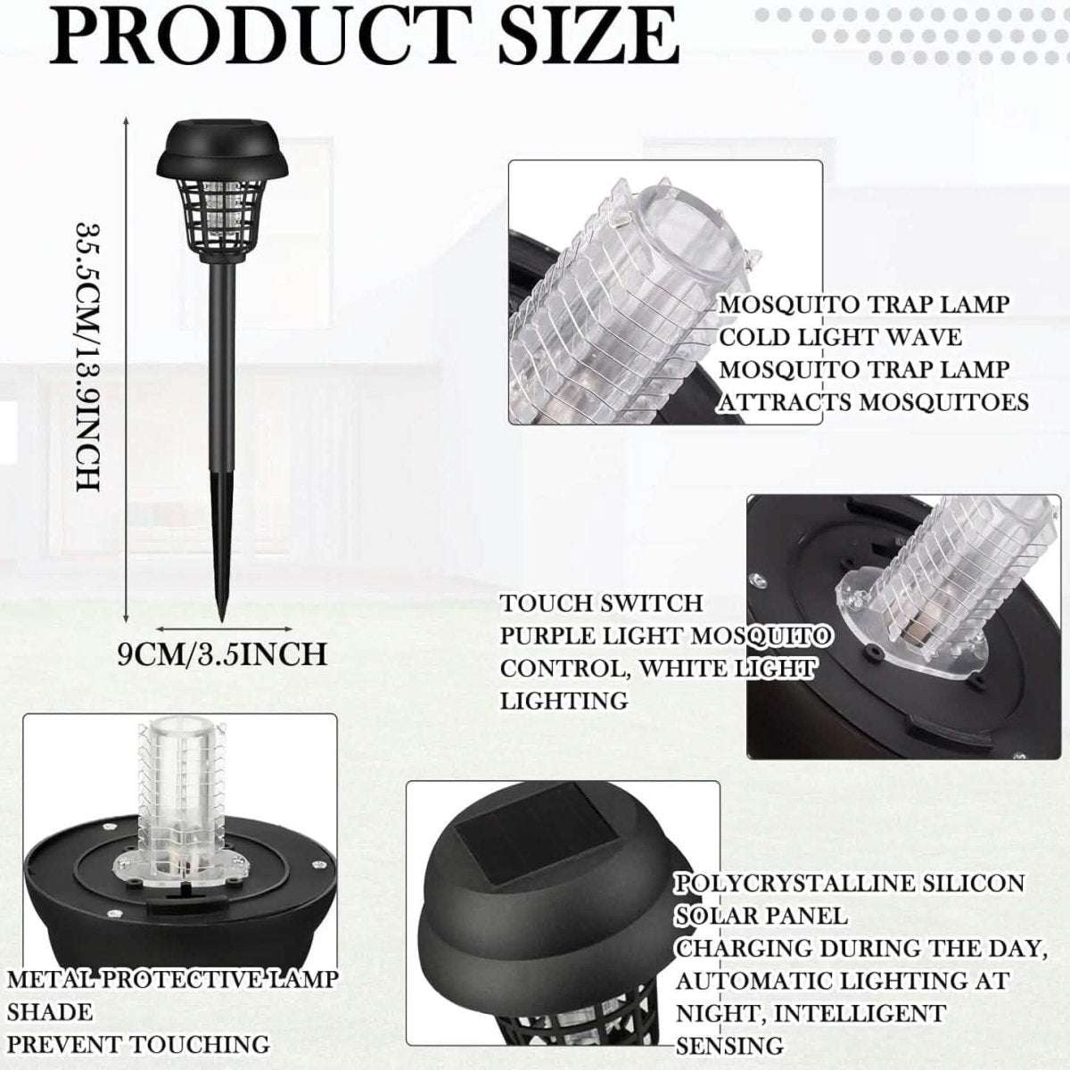 2-Piece: Solar Waterproof Outdoor Bug and Mosquito Zapper Cartsfy Inc.