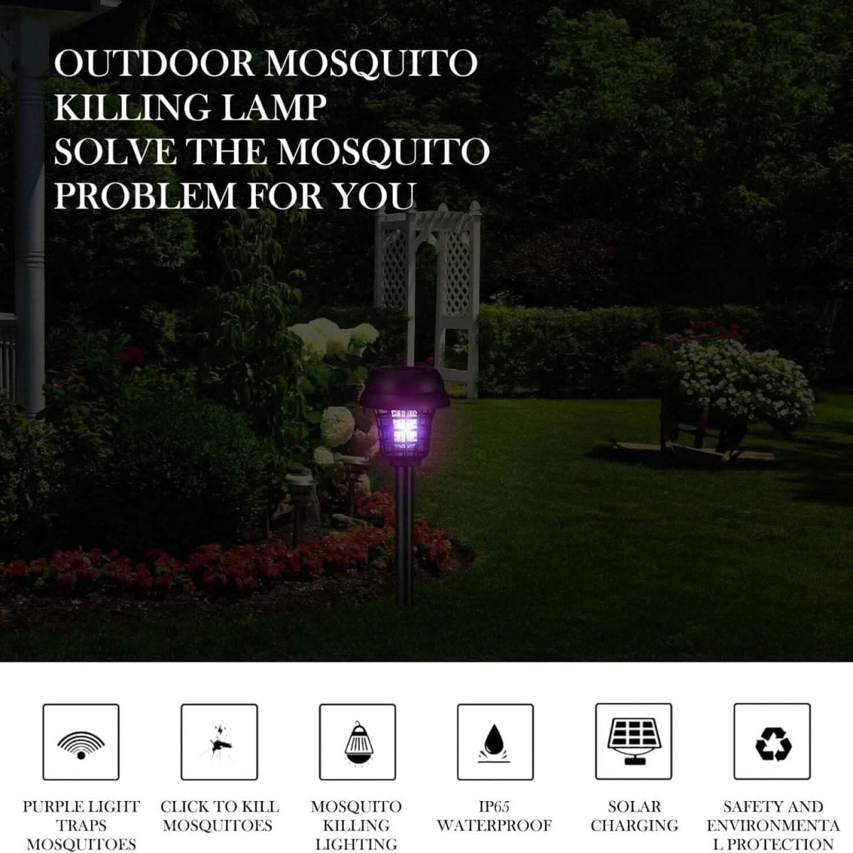 2 - Piece: Solar Waterproof Outdoor Bug and Mosquito Zapper - Cartsfy Inc.