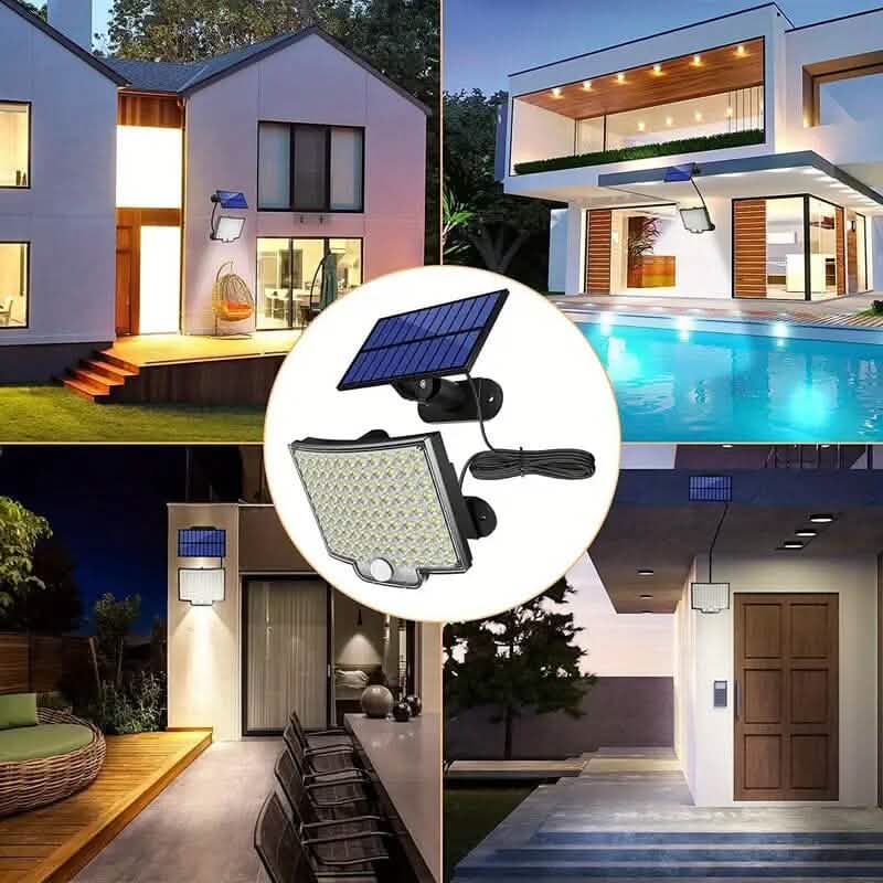 Solar LED outdoor dual light set with solar panel and LED fixture for driveways