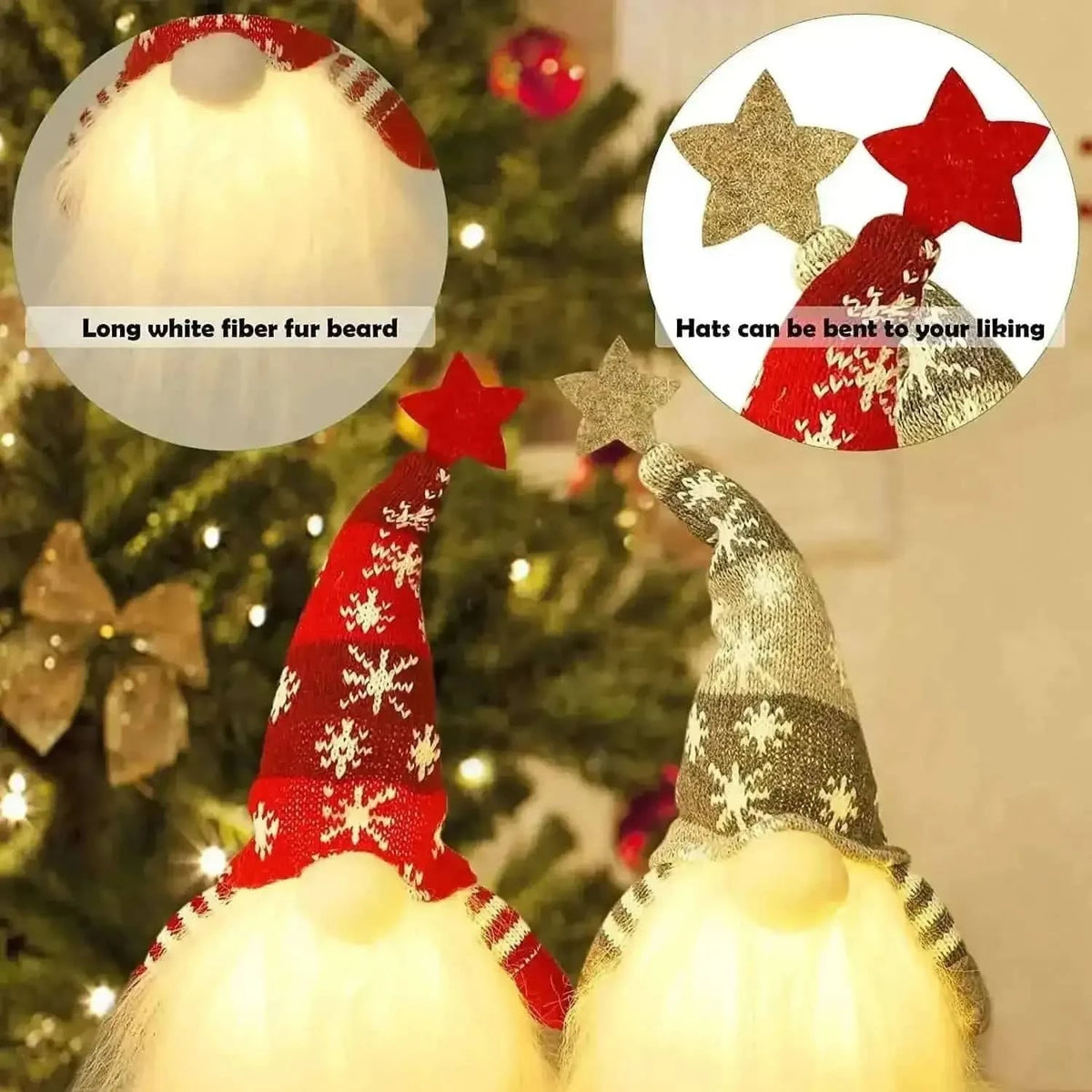2-Pieces: 11" Lighted Christmas Gnome Santa Cartsfy Inc.