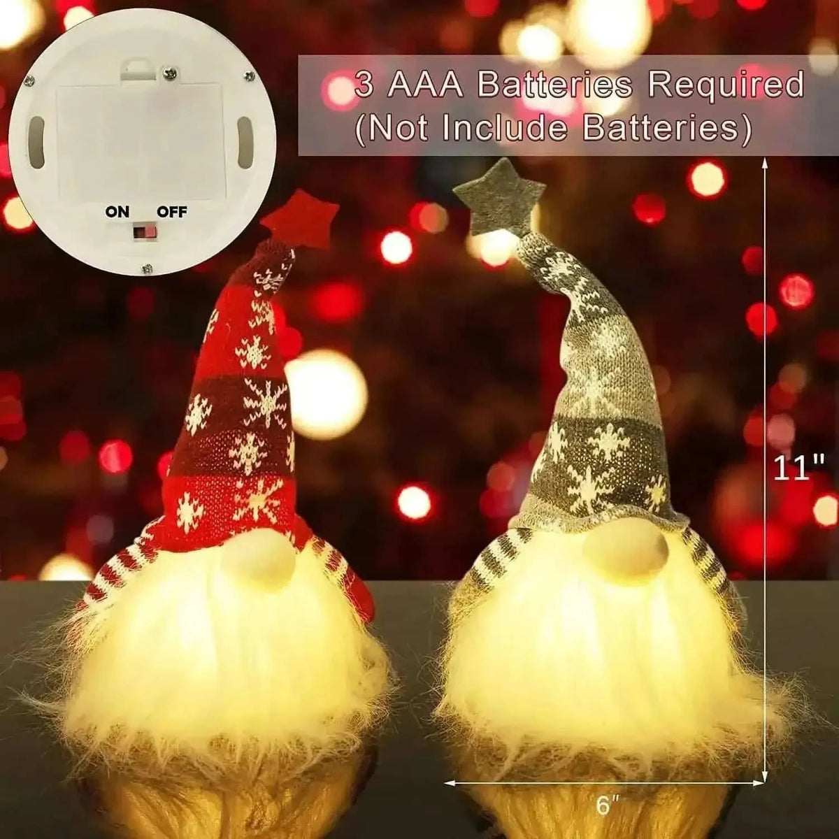 2-Pieces: 11" Lighted Christmas Gnome Santa Cartsfy Inc.