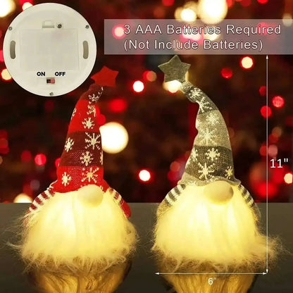 2-Pieces: 11" Lighted Christmas Gnome Santa Cartsfy Inc.