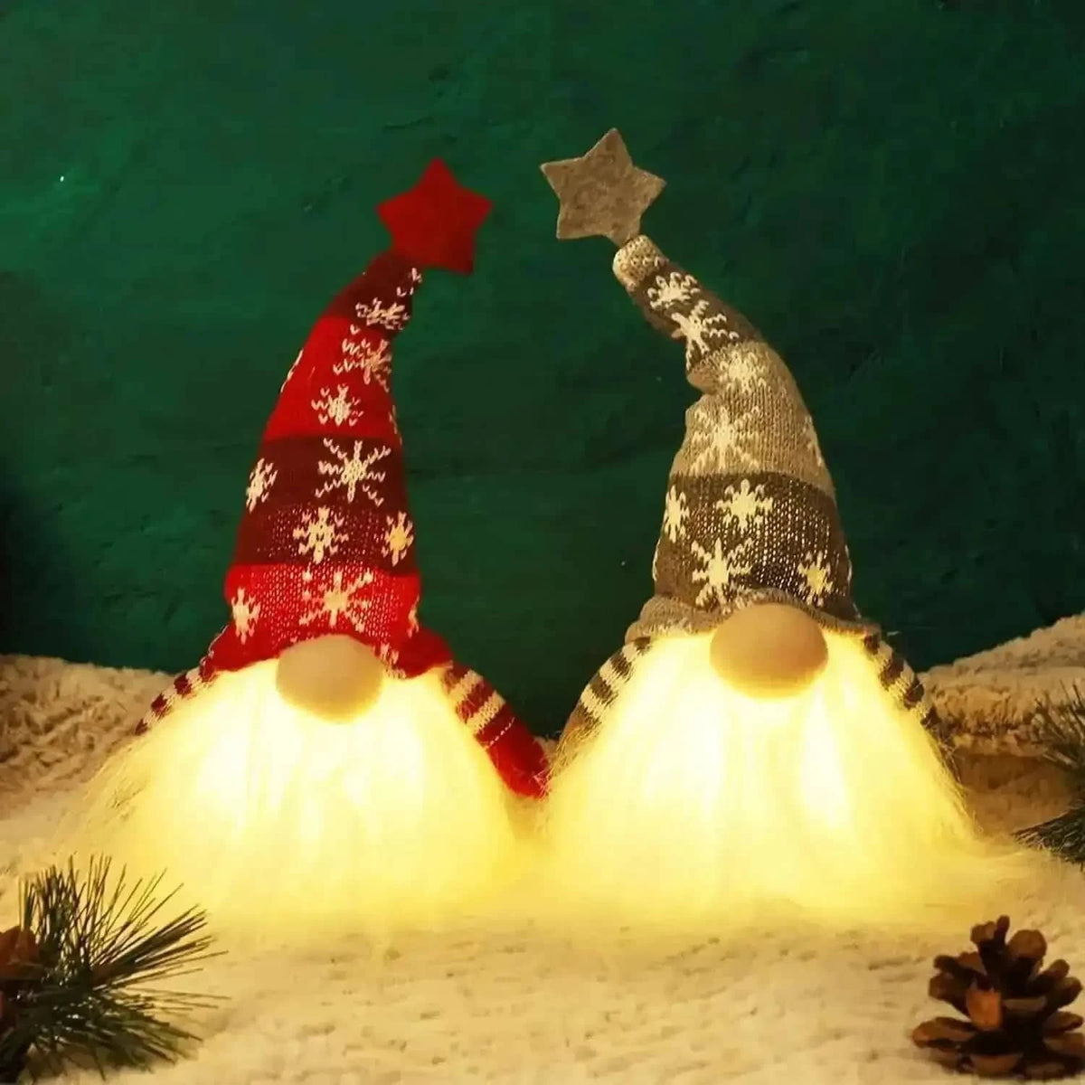 2-Pieces: 11" Lighted Christmas Gnome Santa Cartsfy Inc.