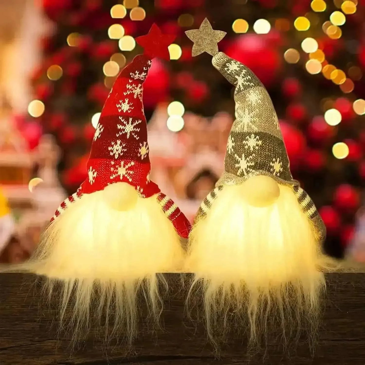 2-Pieces: 11" Lighted Christmas Gnome Santa Cartsfy Inc.