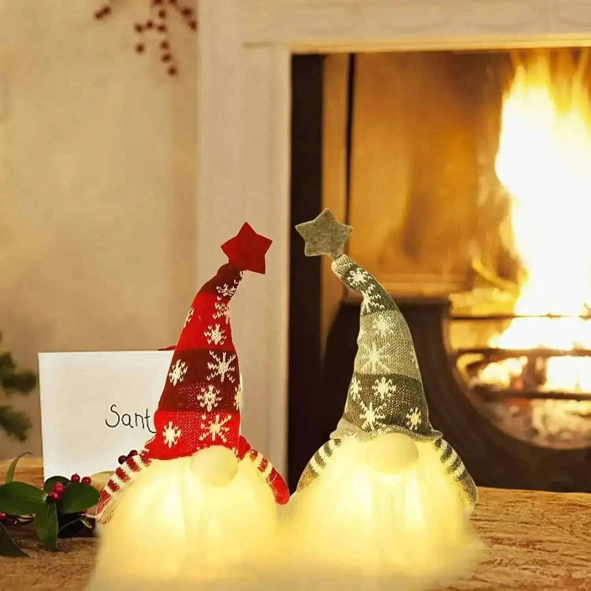 2-Pieces: 11" Lighted Christmas Gnome Santa Cartsfy Inc.