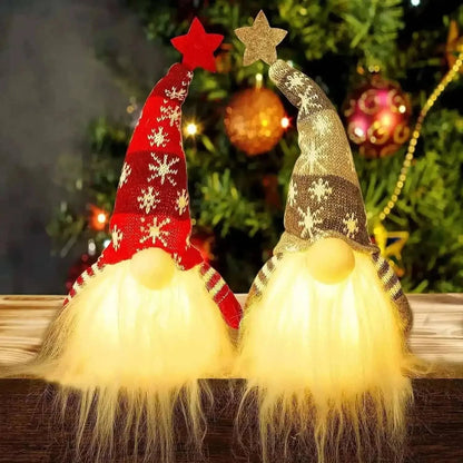 2-Pieces: 11" Lighted Christmas Gnome Santa by Cartsfy Inc.