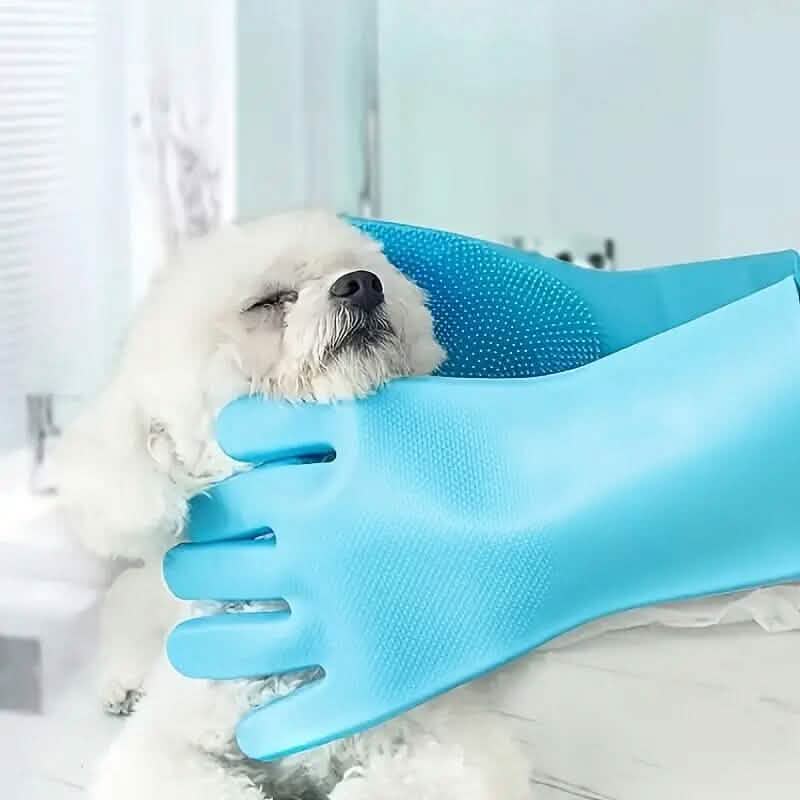 2 - Pieces: 2 - in - 1 Pet Dog Bath Gloves with Silicone Brush - Cartsfy Inc.
