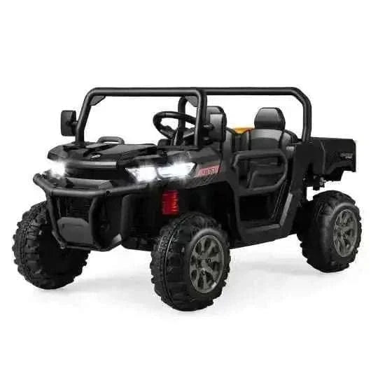 2-Seater Kids Ride On Dump Truck with Dump Bed and Shovel-Black Cartsfy Inc.