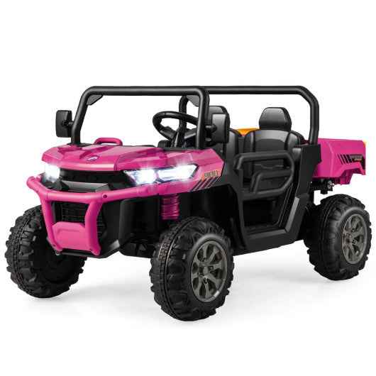 2-Seater Kids Ride On Dump Truck with Dump Bed and Shovel-Pink Cartsfy Inc.