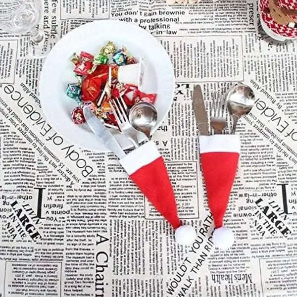 20-Piece: Christmas Santa Hat Silverware Storage Bag Cartsfy Inc.