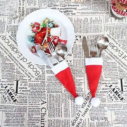 20-Piece: Christmas Santa Hat Silverware Storage Bag Cartsfy Inc.