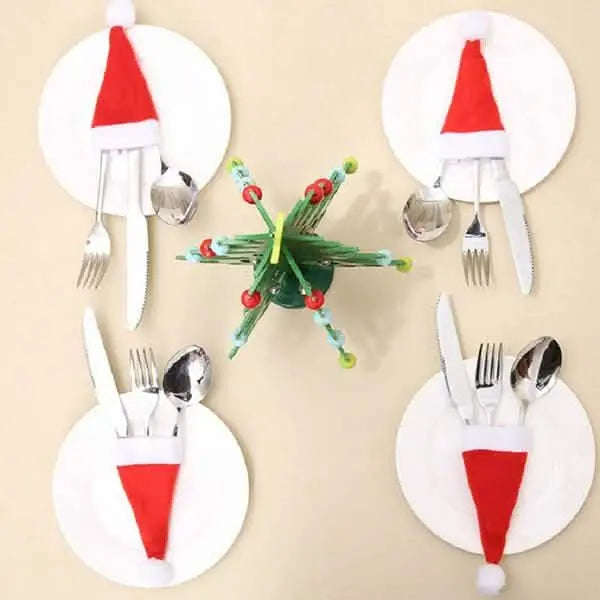 20-Piece: Christmas Santa Hat Silverware Storage Bag Cartsfy Inc.