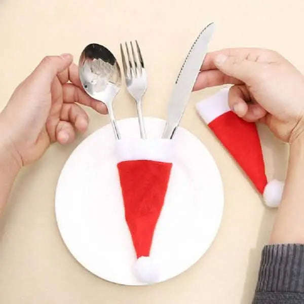 20-Piece: Christmas Santa Hat Silverware Storage Bag Cartsfy Inc.