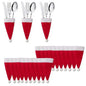 Red and white Santa hat utensil holders with silverware and pom-poms