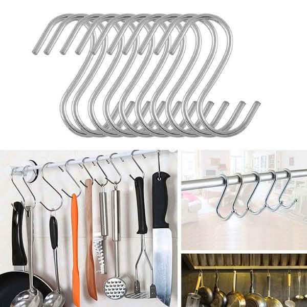 20-Piece: Household Holder Kitchen Stainless Steel S Shaped Hooks Cartsfy Inc.