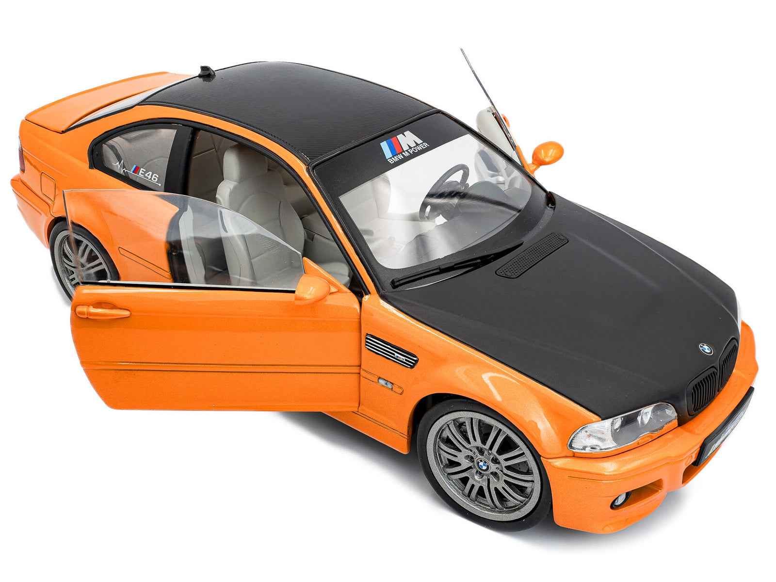 2000 BMW E46 M3 "Solido Works" Orange Metallic with Matt Black Hood and Carbon Top 1/18 Diecast Model Car by Solido Cartsfy Inc.