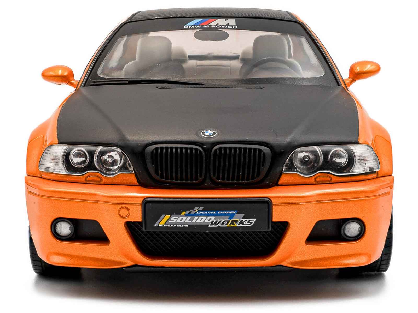 2000 BMW E46 M3 "Solido Works" Orange Metallic with Matt Black Hood and Carbon Top 1/18 Diecast Model Car by Solido Cartsfy Inc.