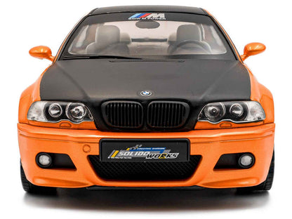2000 BMW E46 M3 "Solido Works" Orange Metallic with Matt Black Hood and Carbon Top 1/18 Diecast Model Car by Solido Cartsfy Inc.