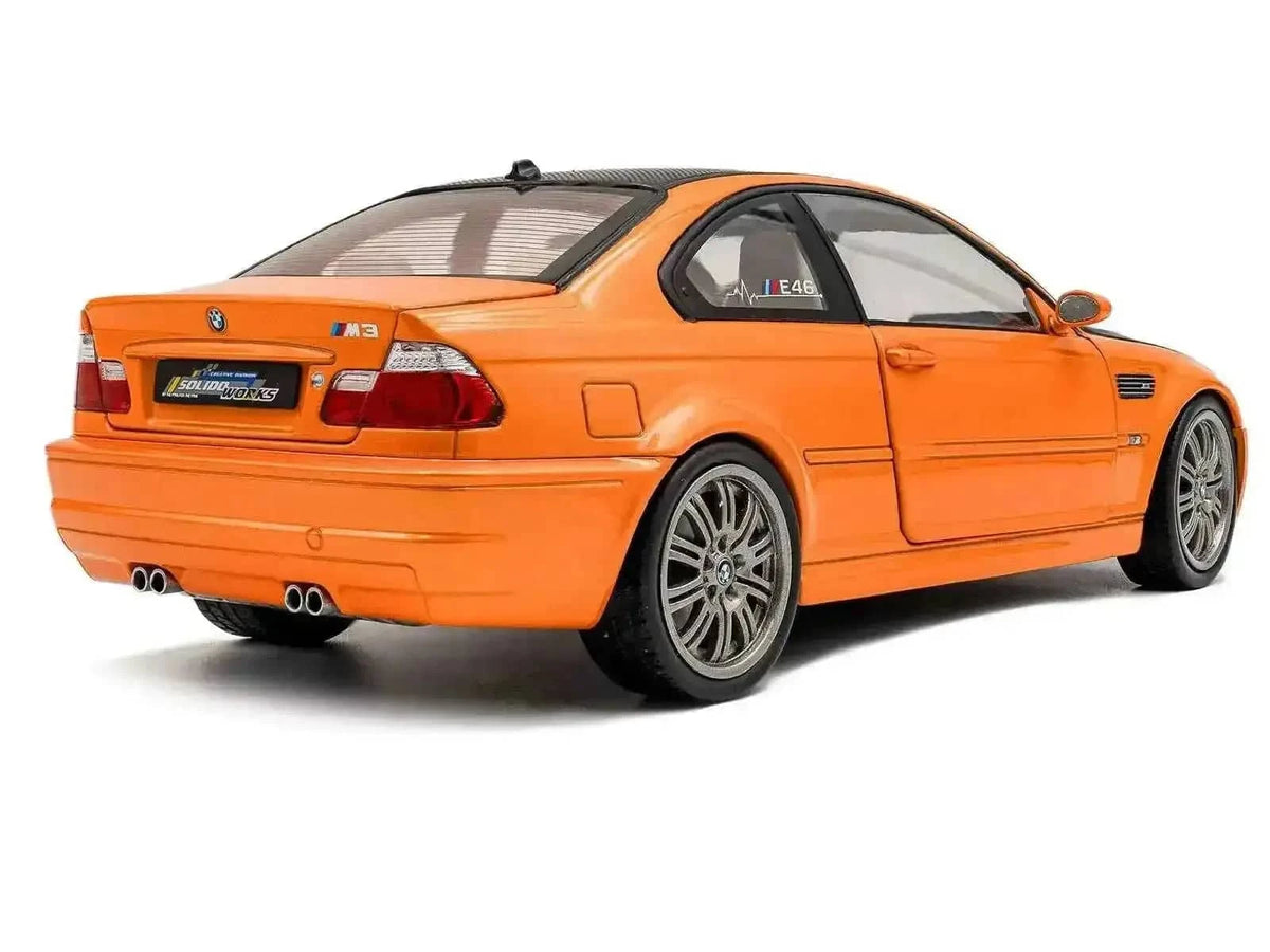 2000 BMW E46 M3 "Solido Works" Orange Metallic with Matt Black Hood and Carbon Top 1/18 Diecast Model Car by Solido Cartsfy Inc.