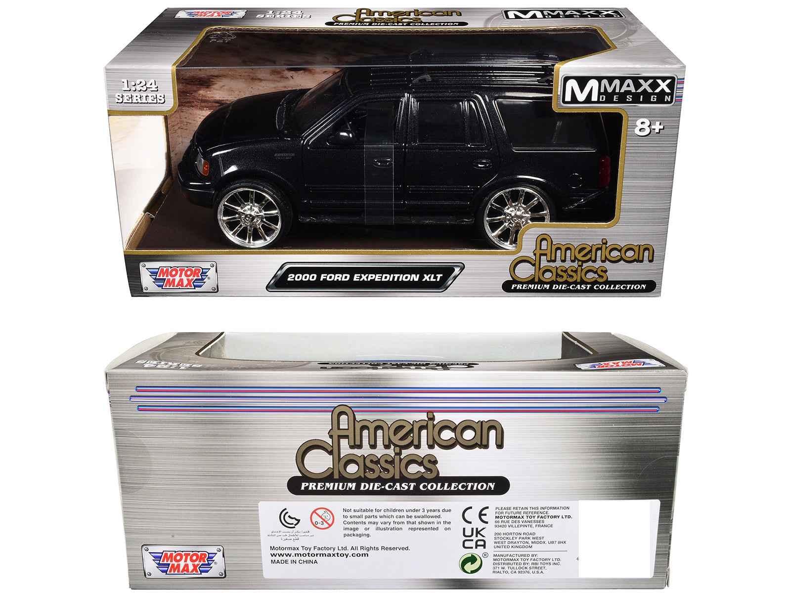 2000 Ford Expedition XLT Black Metallic "Maxx Design" "American Classics" Series 1/24 Diecast Model Car by Motormax Cartsfy Inc.
