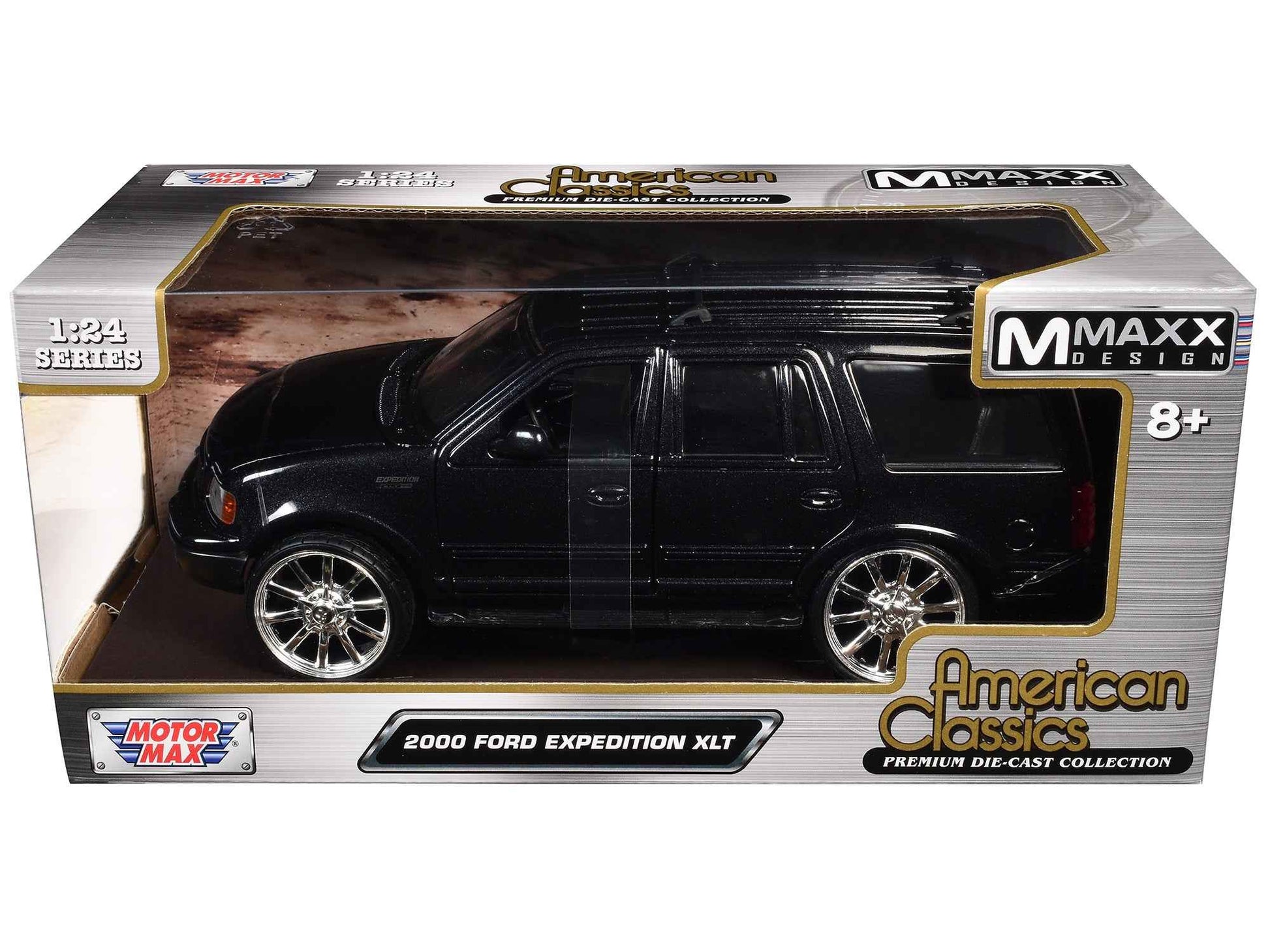 2000 Ford Expedition XLT Black Metallic "Maxx Design" "American Classics" Series 1/24 Diecast Model Car by Motormax Cartsfy Inc.