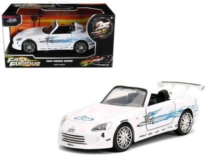 2001 Honda S2000 Convertible White with Graphics "Fast & Furious Remix - 25th Anniversary" Series 1/32 Diecast Model Car by Jada Cartsfy Inc.