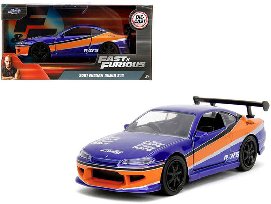2001 Nissan Silvia S15 RHD (Right Hand Drive) Blue Metallic with Graphics "The Fast and the Furious: Tokyo Drift" (2006) Movie "Fast & Furious" Series 1/32 Diecast Car Model by Jada Cartsfy Inc.