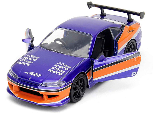2001 Nissan Silvia S15 RHD (Right Hand Drive) Blue Metallic with Graphics "The Fast and the Furious: Tokyo Drift" (2006) Movie "Fast & Furious" Series 1/32 Diecast Car Model by Jada Cartsfy Inc.