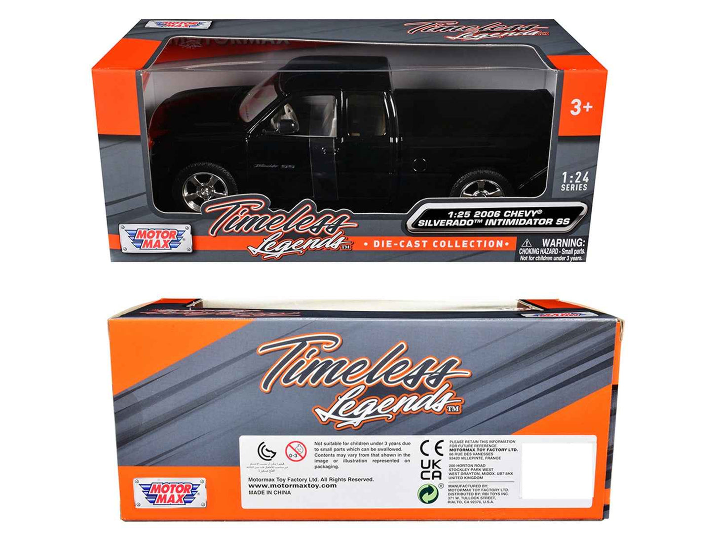 2006 Chevrolet Silverado Intimidator SS Pickup Truck Black "Timeless Legends" Series 1/25 Diecast Model Car by Motormax Miniature Motors Default Title Default Title-