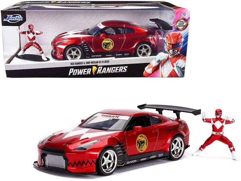 2009 Nissan GT-R (R35) Candy Red and Red Ranger Diecast Figurine "Power Rangers" 1/24 Diecast Model Car by Jada Miniature Motors Default Title Default Title-