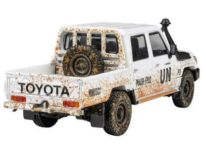2014 Toyota Land Cruiser LC 79 Pickup Truck "UN MINUSCA" White (Dirty Version) 1/64 Diecast Model Car by Paragon Models Cartsfy Inc.