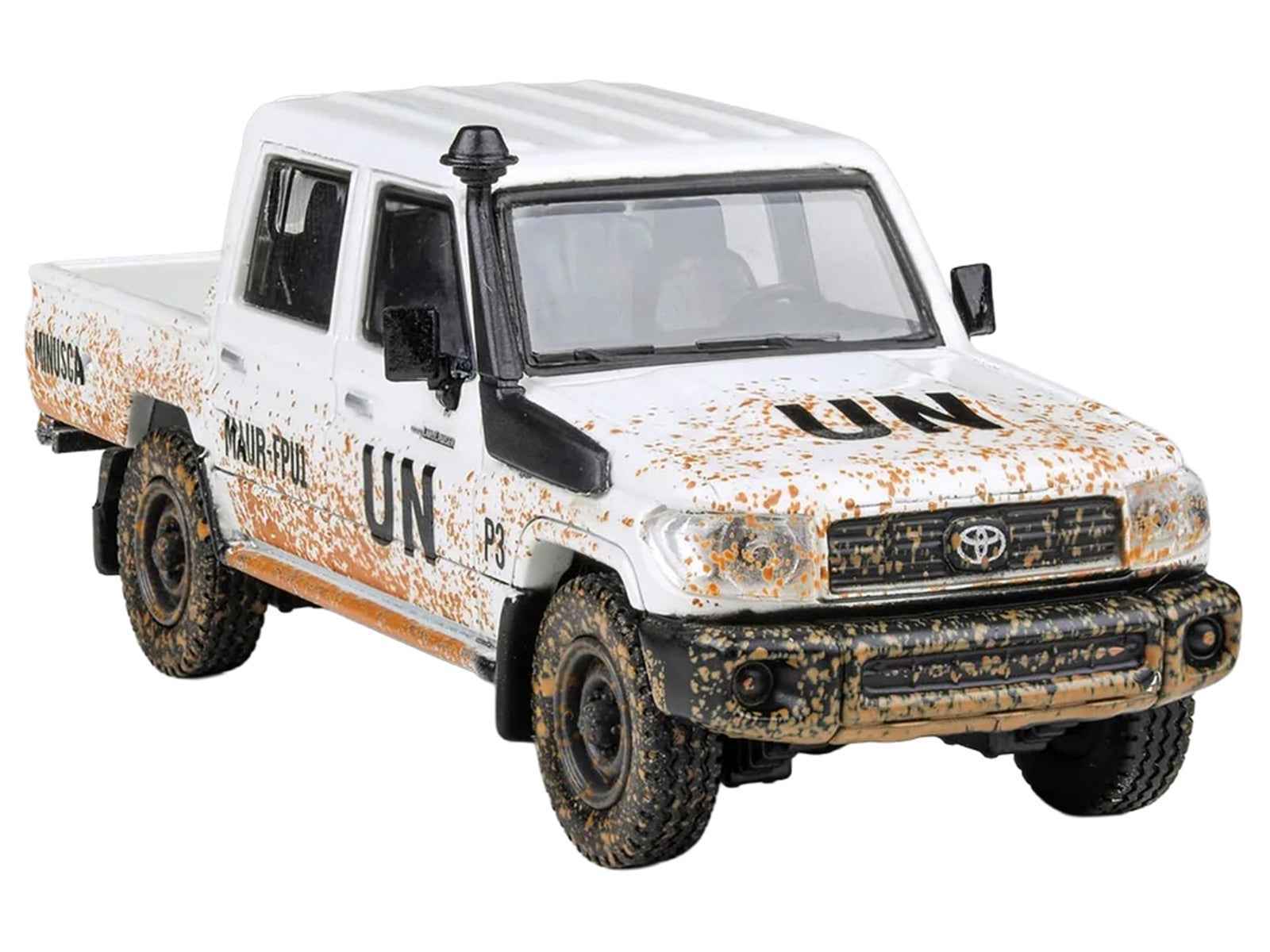 2014 Toyota Land Cruiser LC 79 Pickup Truck "UN MINUSCA" White (Dirty Version) 1/64 Diecast Model Car by Paragon Models Cartsfy Inc.