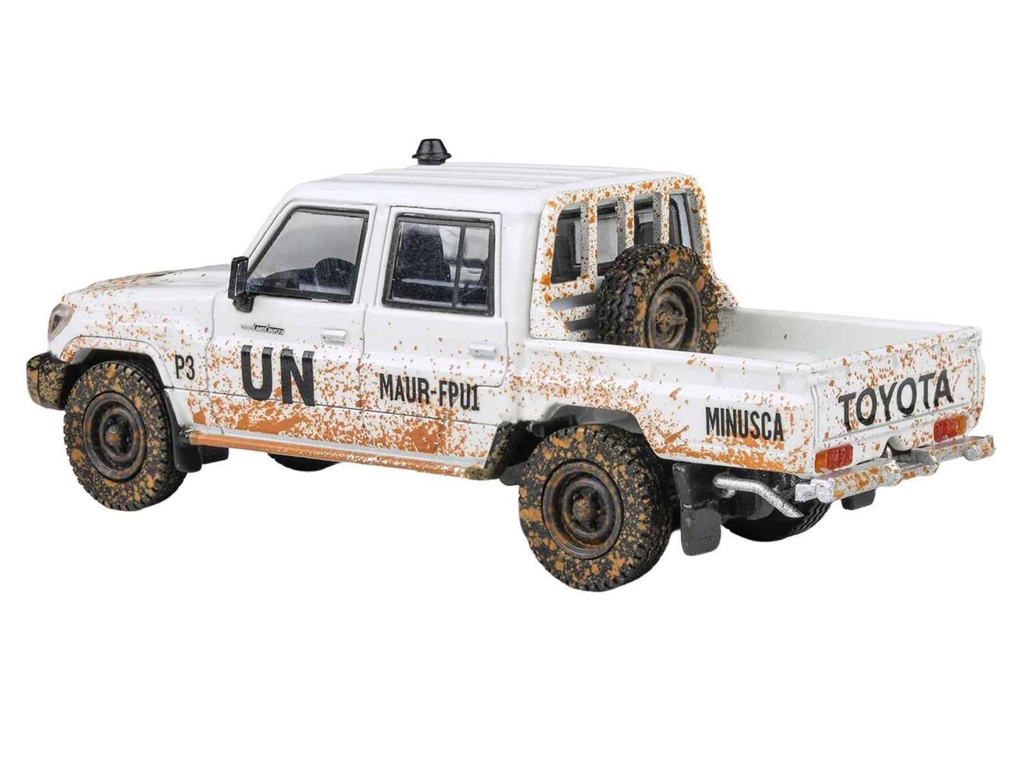 2014 Toyota Land Cruiser LC 79 Pickup Truck "UN MINUSCA" White (Dirty Version) 1/64 Diecast Model Car by Paragon Models Cartsfy Inc.