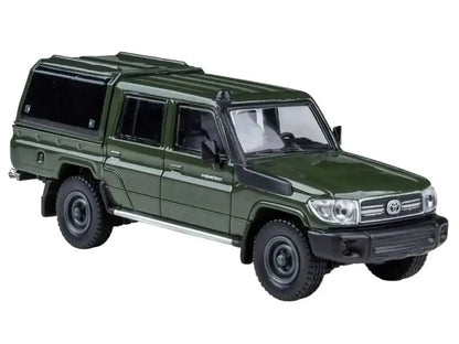 2014 Toyota Land Cruiser LC 79 with Camper Shell Military Green 1/64 Diecast Model Car by Paragon Models Cartsfy Inc.