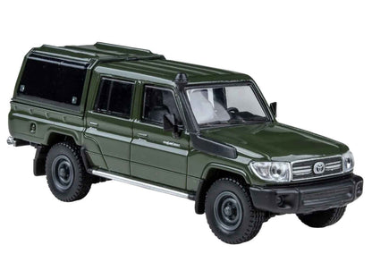 2014 Toyota Land Cruiser LC 79 with Camper Shell Military Green 1/64 Diecast Model Car by Paragon Models Cartsfy Inc.