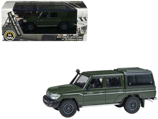 2014 Toyota Land Cruiser LC 79 with Camper Shell Military Green 1/64 Diecast Model Car by Paragon Models Cartsfy Inc.