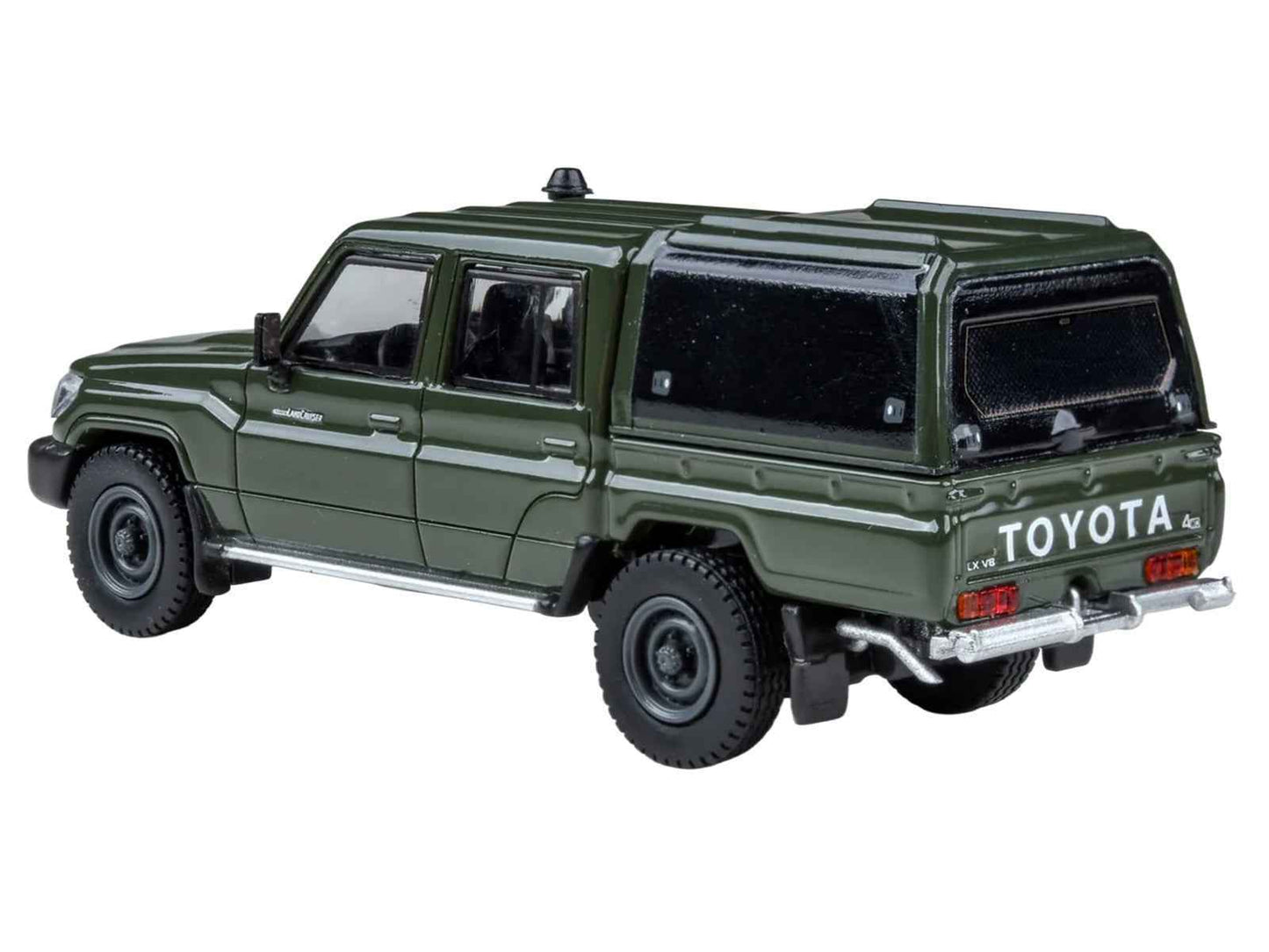 2014 Toyota Land Cruiser LC 79 with Camper Shell Military Green 1/64 Diecast Model Car by Paragon Models Cartsfy Inc.