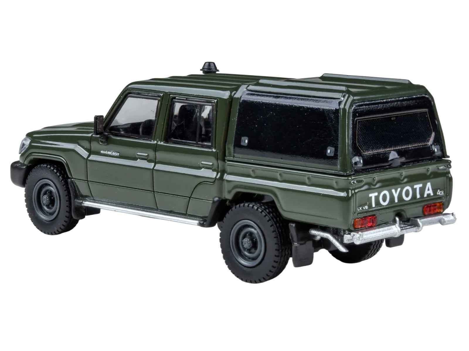 2014 Toyota Land Cruiser LC 79 with Camper Shell Military Green 1/64 Diecast Model Car by Paragon Models Cartsfy Inc.