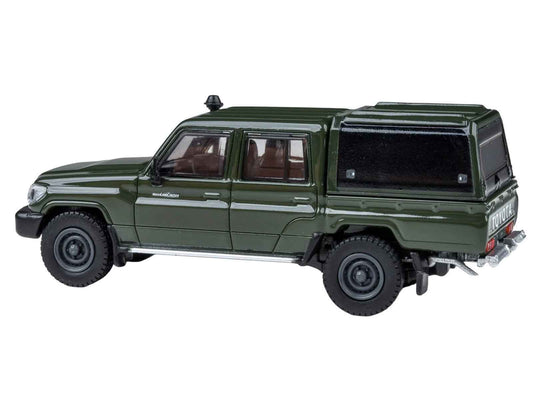 2014 Toyota Land Cruiser LC 79 with Camper Shell Military Green 1/64 Diecast Model Car by Paragon Models Cartsfy Inc.