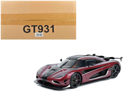 2017 Koenigsegg Agera RS Deep Red Metallic with Black Stripes 1/18 Model Car by GT Spirit Miniature Motors Default Title Default Title-