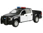 2019 Ford F-150 Lariat Crew Cab Pickup Truck Black and White with Flashing Light Bar and Front and Rear Lights and Sounds 1/27 Diecast Model Car by Motormax Miniature Motors Default Title Default Title-