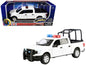 2019 Ford F-150 Lariat Crew Cab Pickup Truck with Bed Cage White with Flashing Light Bar and Front and Rear Lights and Sounds 1/27 Diecast Model Car by Motormax Miniature Motors Default Title Default Title-