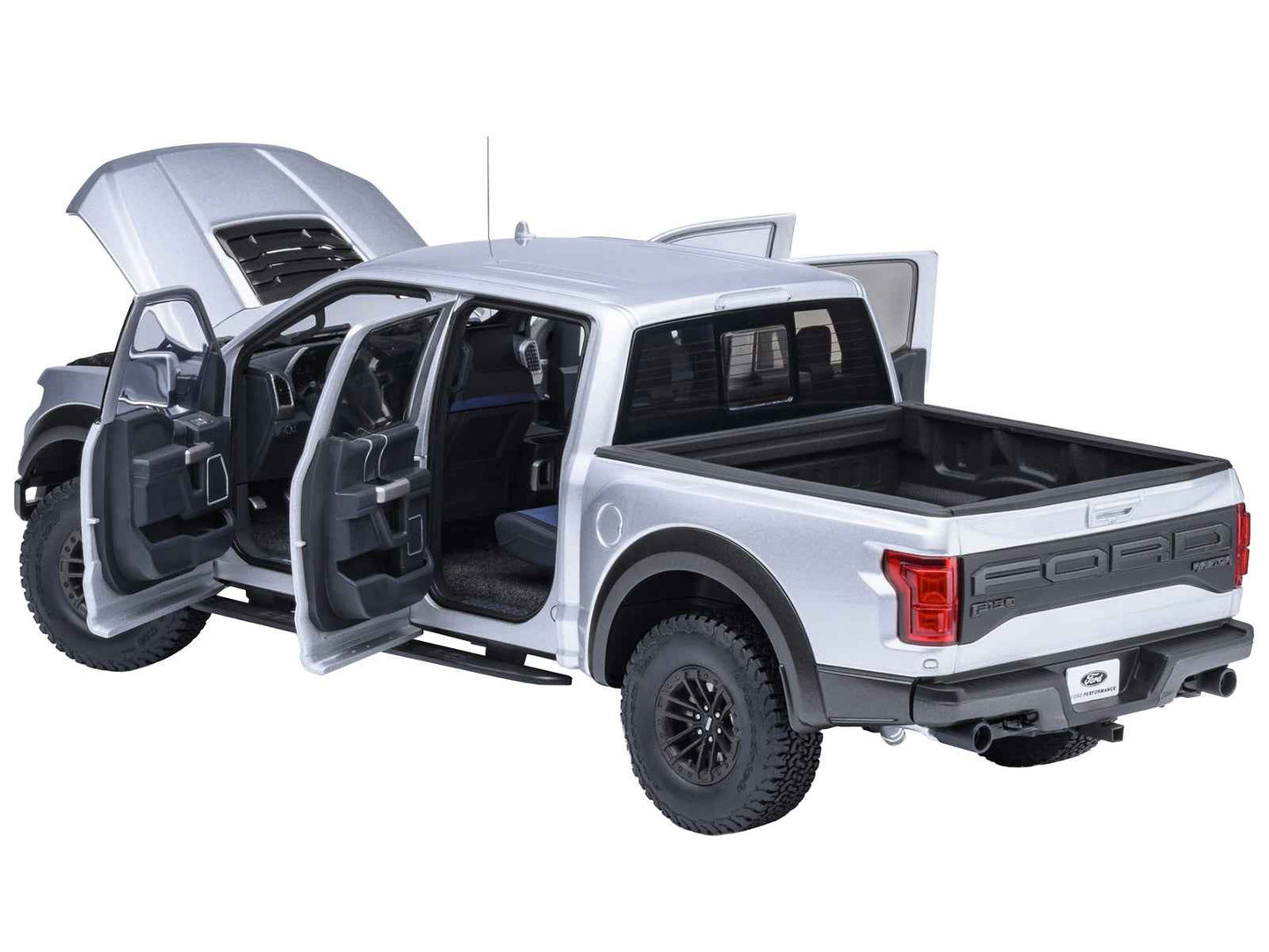 Ingot silver 1/18 scale 2019 Ford F-150 Raptor pickup truck model car by Autoart