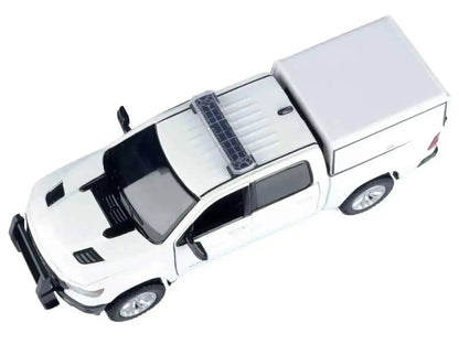 2019 RAM 1500 Laramie Crew Cab Pickup Truck with Truck Bed Camper White "Custom Builder's Kit" Series 1/27 Diecast Model Car by Motormax Cartsfy Inc.